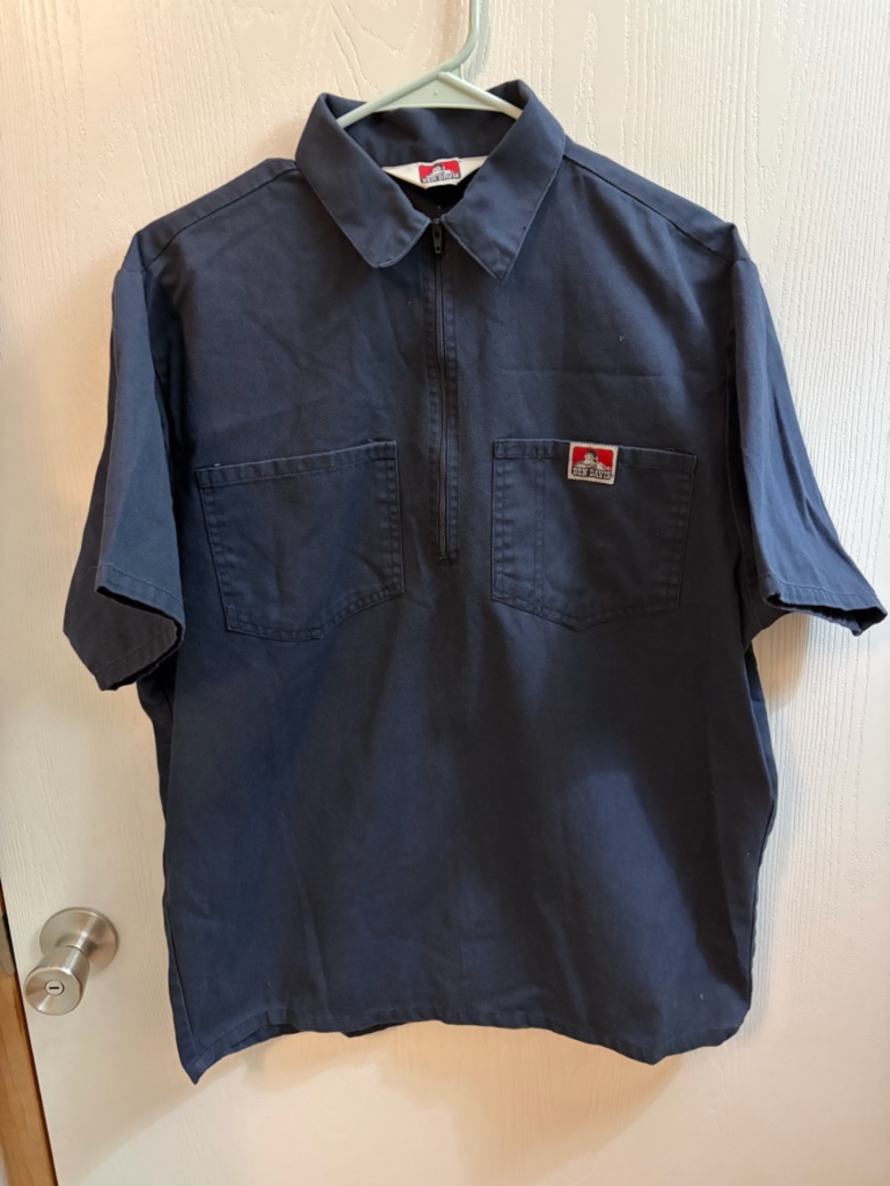 Ben Davis Navy Half-Zip Short Sleeve Work Shirt